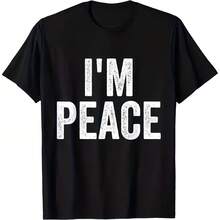 Men's And Women's T-Shirt With Graphic Print 'I Come In Peace I'm Peace', Cotton, Oversized, Casual, Modern, Harajuku, Vintage Style, For Summer - 彩色 - 查看 1