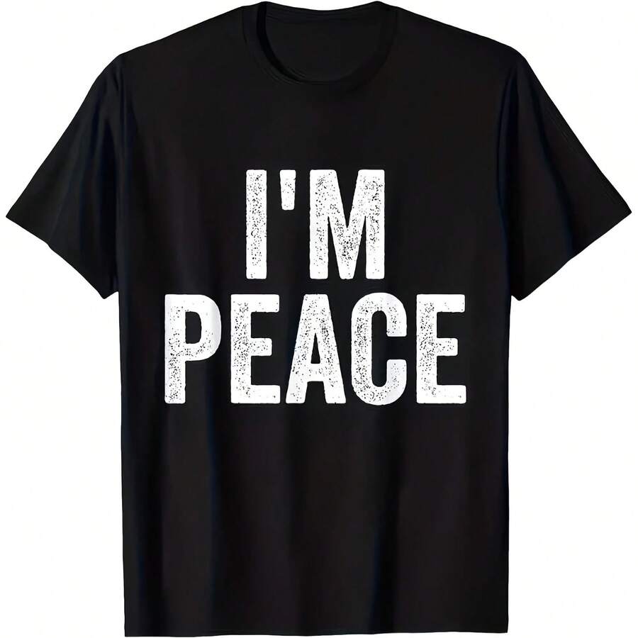 Men's And Women's T-Shirt With Graphic Print 'I Come In Peace I'm Peace', Cotton, Oversized, Casual, Modern, Harajuku, Vintage Style, For Summer - 彩色 - 查看 1