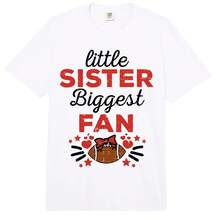 Camiseta de Gran Tamaño para Adultos, , para Chicas Fanáticas del Fútbol Americano, Little Sister Biggest Fan - Multicolor - Ver 1