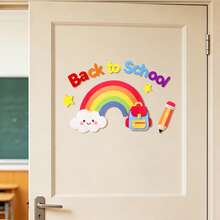 WELCOME Back To School Season Party Decoration Backdrop Set Classroom Door Sticker Holiday Celebration Banner With Backpack, Pencil, School Bus, Apple, Maple Leaf And Stationery - Multicolor - View 10
