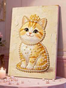 Golden Kitten Pearl Painting, Frameless DIY Hand-Bonded Creative Set, Suitable For Bedroom Decoration, Living Room Painting, Room Decoration And Artwork. - A - View 3