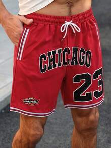 EVRINFINITE Men's Basketball Shorts Sports Pants Fashion Casual Streetwear Loose Fit Trousers - Red - View 7