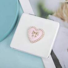 Women's Double-Sided Folding Portable Makeup Mirror - 1:1 Normal & 1:2 Magnification, Heart Ballet Dancer Synthetic Leather Protective Case, Suitable For Office, Portable Bag, Travel Makeup Mirror, Student Small Mirror - Small Square Mirror - View 7