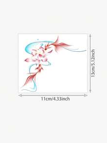 1pc Traditional Chinese Folk Color Carp Lotus Pattern Tattoo Sticker, Temporary Tattoo Sticker, Simulated Tattoo Design, Suitable For Travel, Music Festival, Games, Graduation Gifts, Lasts For 3-5 Days - Multicolor - View 6