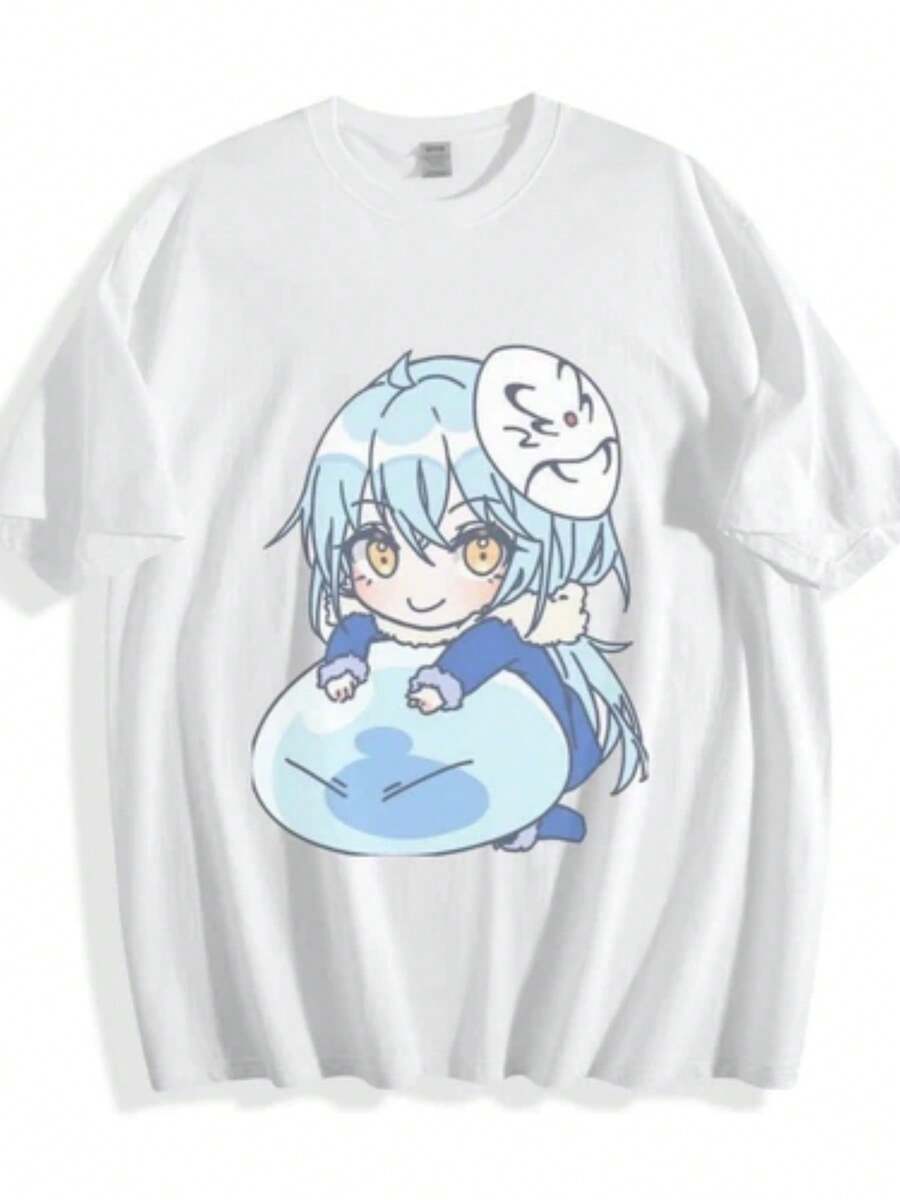 , This Outfit Exudes A Refined Atmosphere. The That Time I Got Reincarnated As A Slime Chibi Rimuru T-Shirt Looks Amazing When Worn! ! - 黑色 - 查看 1