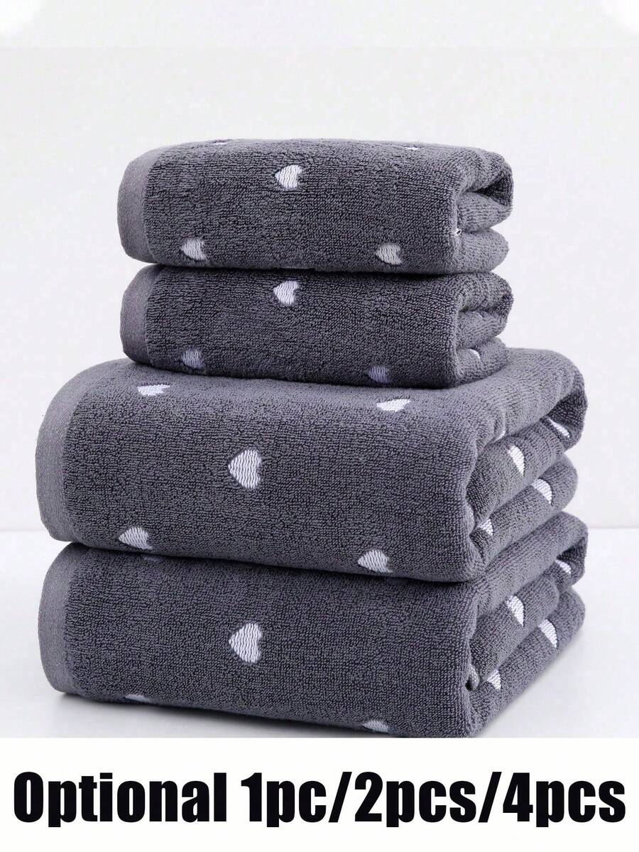 1pc/2pcs/4pcs Red Heart Embroidered Couple Towels, Small Bath Towels, Valentine's Day Gift, Soft And Absorbent, No Shedding, Face And Bath Towel Dual Use, Personalized Adult Towel Set, Suitable For Home, Pool And Daily Use - Gray - View 1