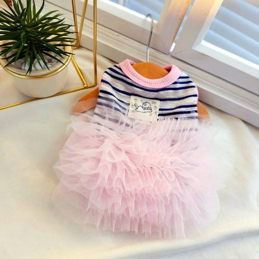 Striped Princess Dress For Dogs And Cats, INS Style, Breathable And Protective For Pets - 02 - View 1