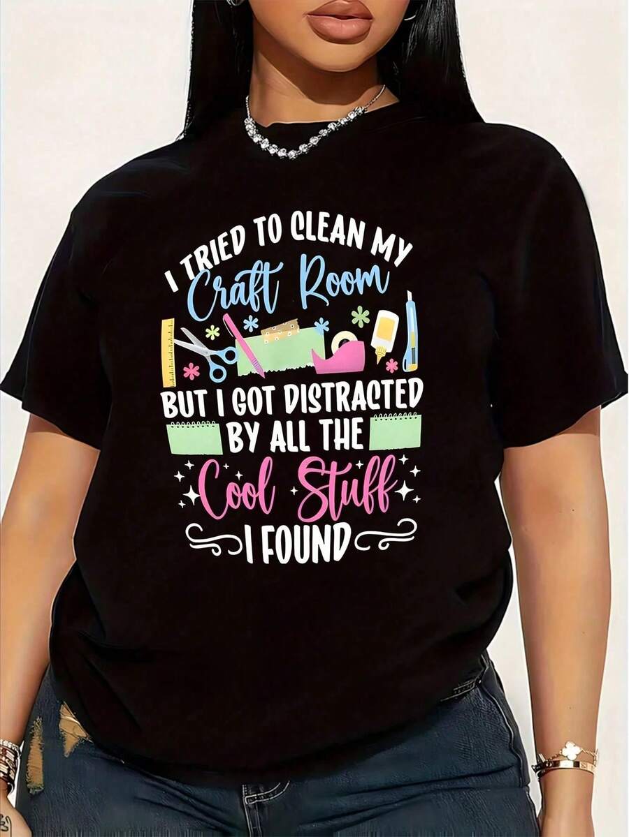 National Nurses Day (23) Women's Plus Size T-Shirt, 1 Piece, Fun, Graphic Print, Short Sleeve, Novelty, 100% Cotton, Casual Crew Neck, 220g - 黑色 - 查看 1