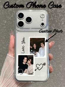 1pc DIY Design Customized Image Phone Case, Name Phone Case, Timeless And Fashionable. A Timeless Customized Phone Case. DIY Customized Phone Case Suitable For S25 Ultra/S25 Plus/S25/S24 Ultra,11/11 Pro/11 Pro Max/12/12 Pro/12 Mini/12 Pro Max/13/13 Pro/1 Pro Max/13 Mini/14/14 Plus/14 Pro/14 Pro Max/15/15 Plus/15 Pro/15 Max/16/16 Plus/16 Pro/16 Pro Max 16E, Android Phones - Clear - View 1