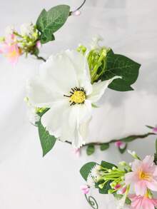 1pc Artificial Flower Arm Corsage, Long Draping Floral Garland With Green Leaves, Suitable For Bridal Wedding Accessories And Photography - Multicolor - View 3