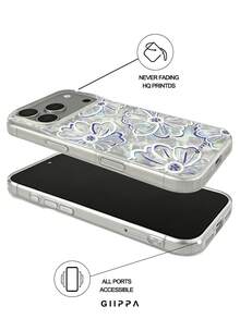GIIPPA 1件貝殼紋理底部與碎花圖案設計手機殼，適用於Phone 17 Pro Max，兼容Phone 16 Pro Max、15 Pro Max、14 Pro Max，韓式高端時尚趣味手機殼，兼容11/12/13/14/15/16 Pro Max Plus，優雅設計適合男女使用，聖誕節、情人節、復活節、婚禮季與生日送給女友的完美禮物！ - 彩色 - 查看 3