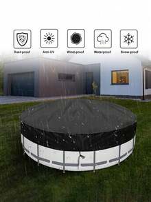 1pc Outdoor Pool Oxford Fabric Dust Cover Round Bathtub Leaf-Proof Waterproof Rainproof Sunshade Cover - Multicolor - View 2