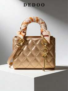 1 pieza Bolso de mujer de alta gama y gran capacidad DEDOO, nuevo éxito de de lujo de 2026, bolso bordado con diamantes, bolso de mano, de hombro y bandolera, adecuado para viajes de primave - Burdeos - Ver 1