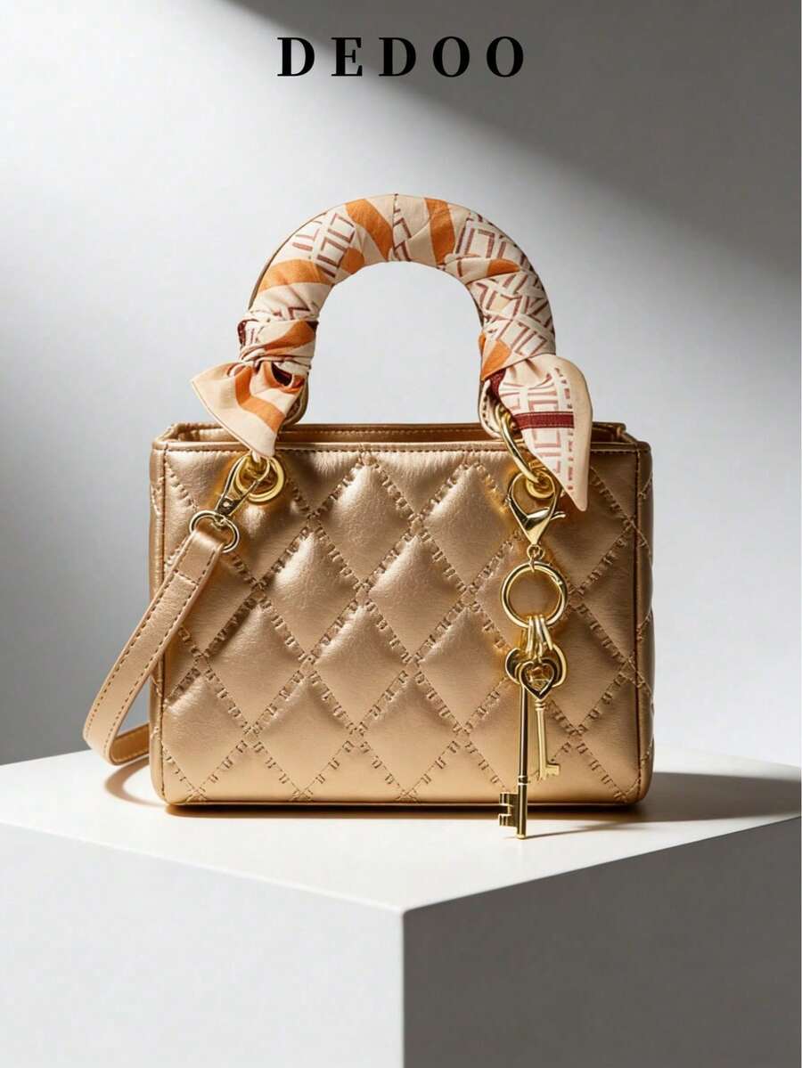 1 pieza Bolso de mujer de alta gama y gran capacidad DEDOO, nuevo éxito de de lujo de 2026, bolso bordado con diamantes, bolso de mano, de hombro y bandolera, adecuado para viajes de primave - Burdeos - Ver 1