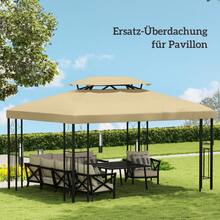 Outsunny Ersatzdach Für Pavillon 3 X 4 M Wasserabweisend Pavillondach Mit Double Ersatzbezug Für Gartenpavillon Ersatzteile Aus Polyestet-Stoff Beige - 卡其色 - 查看 2