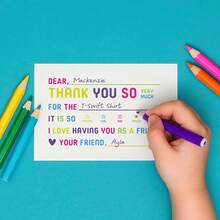 ThreeKin Collective Children's Fill-In-The-Blanks Thank You Cards With White Envelopes, Double-Sided Postcards | Fun Colorful Design For Birthdays, Holidays And Other Occasions - Colorful - View 2