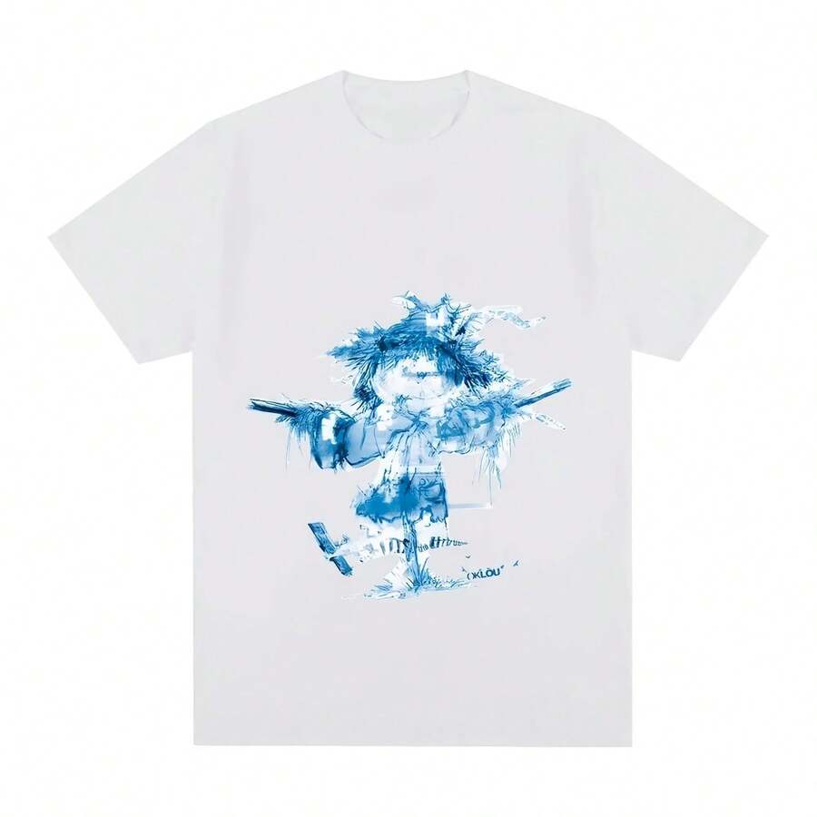 Camiseta Oklou con estampado gráfico de espantapájaros, ropa informal con estampado de dibujos animados Kawaii, Camisetas de algodón a la moda de verano para hombres y mujeres - Multicolor - Ver 1