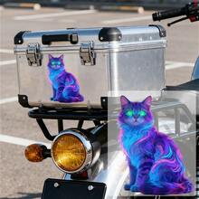1pc Vibrant Neon Cat Waterproof Vinyl Sticker PVC Suitable For Car, Window, Motorcycle, Scooter, Fuel Tank, Car Body, Trunk Decoration Decal - A - View 1