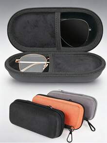 1pc Double-Layer Glasses Case, Holds 2 Pairs Of Glasses, Zippered Case For Reading Myopia Astigmatism Glasses, Portable Glass Organizer - Multicolor - View 1