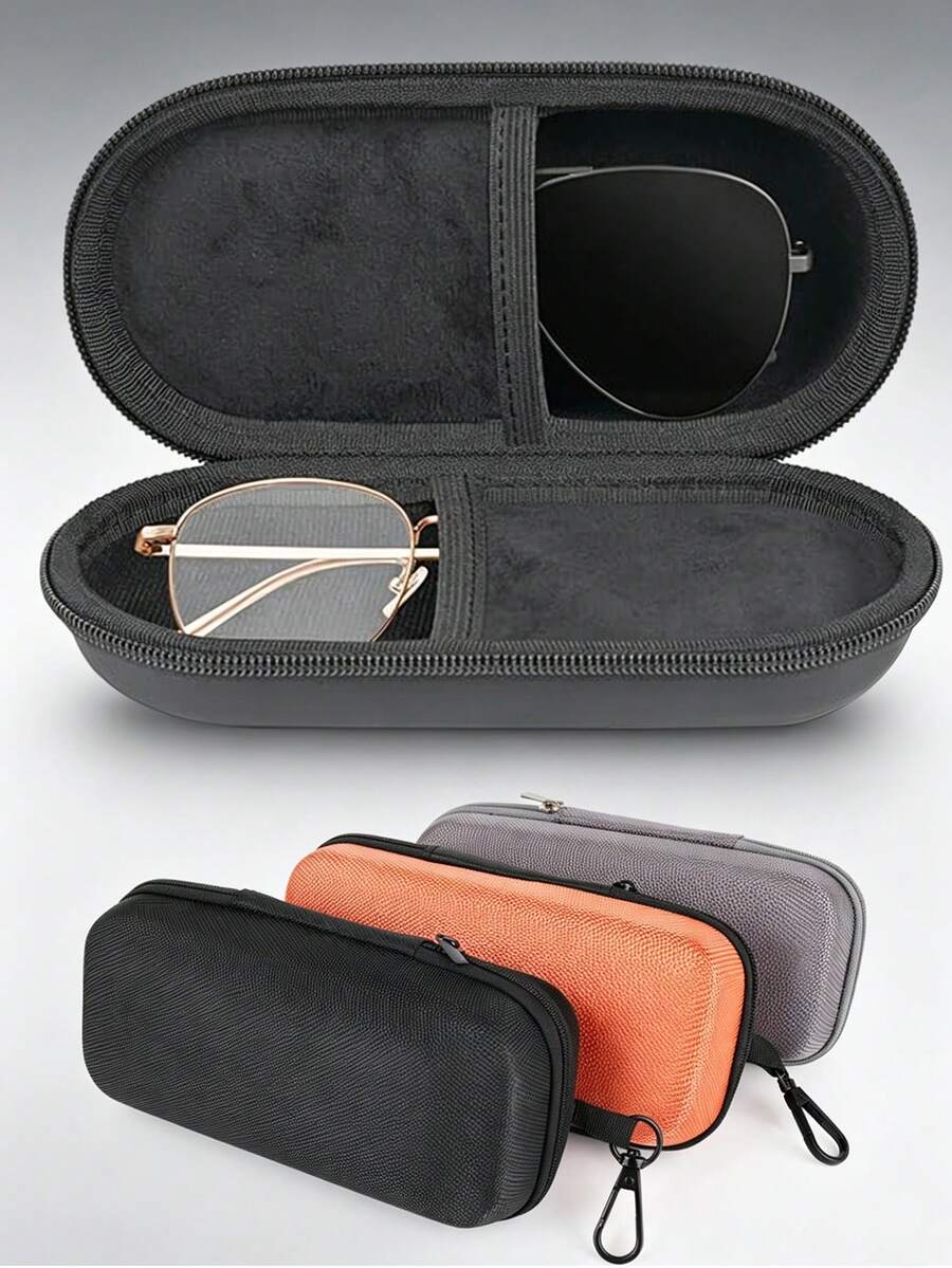 1pc Double-Layer Glasses Case, Holds 2 Pairs Of Glasses, Zippered Case For Reading Myopia Astigmatism Glasses, Portable Glass Organizer - Multicolor - View 1
