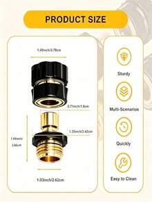 3/4英吋花園水管快速接頭轉接器，公母水管接頭組，適用於灑水器、高壓清洗機及戶外園藝使用快速釋放水管轉換接頭 - 接頭 - 查看 4