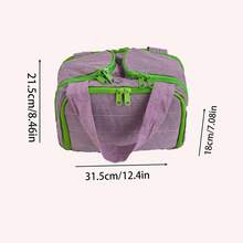 Bolso de mano acolchado a cuadros verdes y morados, organizador de cosméticos multifuncional con compartimentos, bolsa de maquillaje, bolsa de aseo, bolsa de cosméticos para viaje - Multicolor - Ver 2
