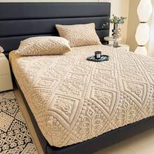 European Embossed Super Soft Bed Sheet/Blanket- Four Season Universal Warm Mattress Protective Cover, Soft Machine Washed Bedding, Deep Pocket Design, Suitable For Multiple Specifications Twin, Queen, King, Full.(NO Pillowcase) Gifts For Parents - [white] - View 9