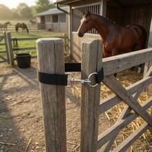 2pcs High-Quality Heavy-Duty Barn Door Latches, Adjustable Nylon Webbing Fence Locks With Carabiner, Durable Barn Door Safety Clasps For Horses, Reliable Barn Door Fasteners For Horses, Fittings For Horse Fences, Sheep Fences, And Cow Fences. - 2pcs; Black - View 1