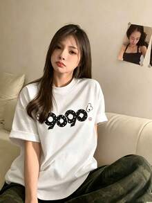 Domestic Shipping 200g Pure Cotton T-Shirt 2026 Summer New Collection Print Pattern Women's Round Neck Half Sleeve Casual Style Couple Wear - White - View 1