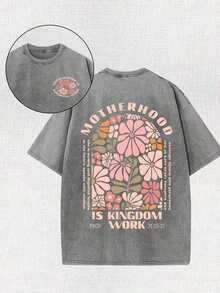 [100% Algodón] Camiseta de nueva colección de verano 2026, estilo vintage urbano. Sencillo y Versátil, Novedoso y a la Moda, Holgado y Cómodo, Tops de Mujer, Cómodos y Elegantes - Gris - Ver 1