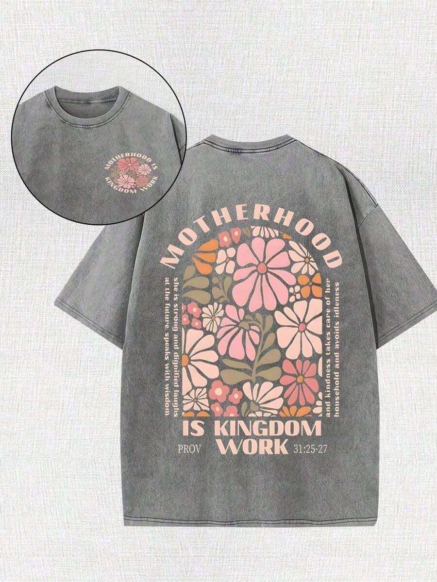 [100% Algodón] Camiseta de nueva colección de verano 2026, estilo vintage urbano. Sencillo y Versátil, Novedoso y a la Moda, Holgado y Cómodo, Tops de Mujer, Cómodos y Elegantes - Gris - Ver 1