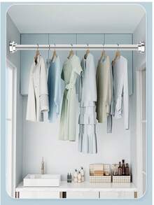 No-Drill Multi-Function Telescopic Rod, Adjustable Curtain Rod, Shower Curtain Rod, Wardrobe Hanging Rod, Support Rod, Home Installation-Free Adjustable Hanging Rod, Kitchen Storage Rod, Bathroom Towel Bar - A - View 2