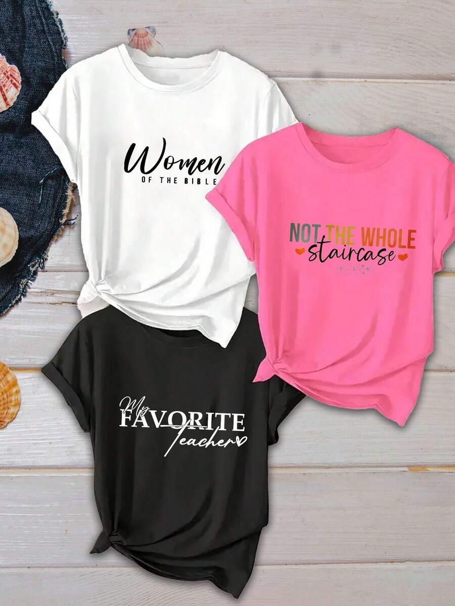3 estilos de ropa casual de alta calidad, con 3 diseños de estampado para elegir. Moda y elegancia, versátil, 100% algodón puro. Cómoda y transpirable. Un artículo esencial para el verano. - Negro - Ver 1
