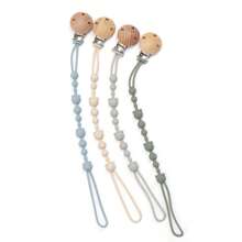 4pcs Universal Silicone Pacifier Clips With 4 Clips, Anti-Drop Chain, Practical Accessory For Newborns - Multicolor - View 1