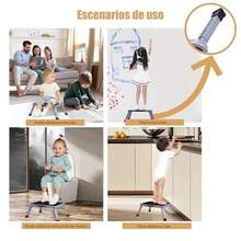 Taburete Plegable Taburete Plegable Antideslizante para Niños y Adultos Banqueta Plegable con Asa de Transporte con Plataforma Antideslizante y Pies Gruesos de Goma para Casa Cocina Armario. - negro plateado - Ver 3