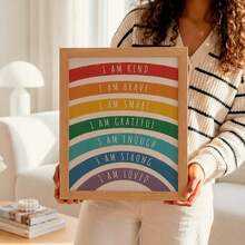 1pc Frameless Cute Rainbow Motivational Quote Positive Saying Wall Art Poster Print For Kids Room Playroom Nursery Dorm Party Gift, Room Decor, Prints For Wall - Rainbow - View 4