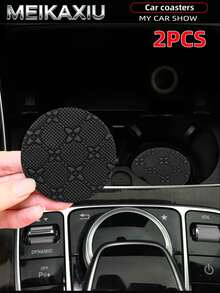MEIKAXIU 2pcs 3D PU Leather Star Pattern Car Cup Holder Coasters - Non-Slip Material Made Of Natural Rubber, 2.76 Inches, Washable, Perfect For Car Interior Accessories - Suitable For Car Owners - Suitable For Daily Use - Great Gift For Car Enthusiasts Women - Star-shaped PU Leather Version - View 1