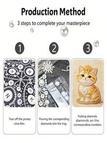 Golden Kitten Pearl Painting, Frameless DIY Hand-Bonded Creative Set, Suitable For Bedroom Decoration, Living Room Painting, Room Decoration And Artwork. - A - View 5
