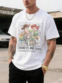 Disney Toy Story 2026 Disneyland Tee, Character Print, Retro Distressed Vibe, Unisex Fit, Ideal For Park Visits. - White - View 1