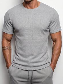 ZYNTH BALENO Men's Summer Fashion Slim Fit Short Sleeve T-Shirt, Suitable For Outdoor Sports And Gym Workouts - Light Grey - View 8