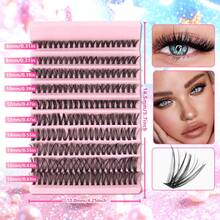 1 Pack 10 Rows 200 Clusters 80D Mixed Color Full Curl Single Length Natural Style DIY False Eyelashes, Beginner-Friendly Reusable Eyelash Clusters, Single Cluster Eyelashes, False Eyelashes - A - View 4