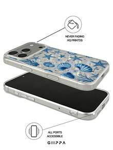 GIIPPA 1pc Shell Pattern Bottom With Starfish And Shell Design, Phone 17 Pro Max Phone Case, Compatible With Phone 16 Pro Max, 15 Pro Max, 14 Pro Max, Korean Style High-End Fashion Fun Phone Case, Compatible With 11/12/13/14/15/16 Pro Max Plus, Elegant Design Suitable For Men And Women, Perfect Gift For Girlfriend On Christmas, Valentine's Day, Easter, Wedding Season And Birthday! - Multicolor - View 3