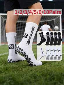 1/2/3/4/5/10 Calcetines deportivos de media pantorrilla doble, absorbentes de humedad, que absorben el sudor y son transpirables, adecuados para el entrenamiento de baloncesto juvenil - Multicolor - Ver 1
