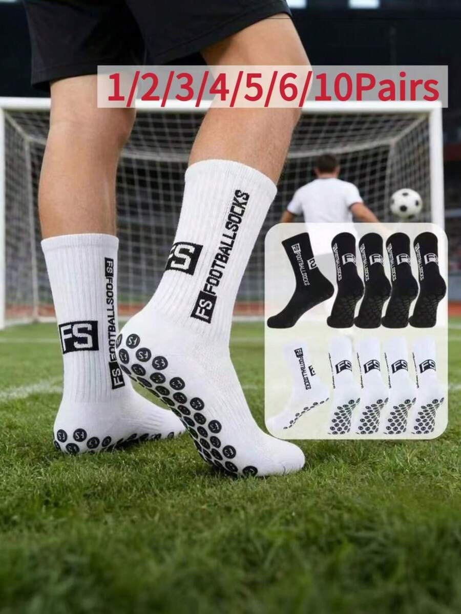 1/2/3/4/5/10 Calcetines deportivos de media pantorrilla doble, absorbentes de humedad, que absorben el sudor y son transpirables, adecuados para el entrenamiento de baloncesto juvenil - Multicolor - Ver 1