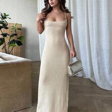 xuehuamaoyi02  Vestido de punto midi de corte ajustado, elegante y sexy con espalda descubierta y abertura lateral para mujer - Burdeos - Ver 2