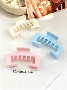 4pcs Minimalist Fresh Glossy Notch Square Hair Claw Clips, Versatile Daily Wear With Hat Anti-Drop Bun Hair Clips, Double Tooth Design Suitable For Thick Hair - Multicolor - View 2