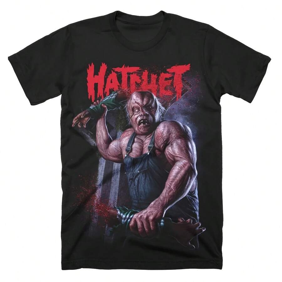 Camiseta de hombre de verano con estampado gráfico de la película de terror Victor Crowley Slasher, manga corta, estilo urbano holgado, camiseta de terror. - Multicolor - Ver 1
