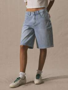 Teen Girl Casual Pocketed Button Denim Shorts, Versatile For Daily Wear - Medium Wash - View 4