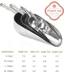 Heavy-Duty Cast Aluminum Kitchen Scoop - Rust-Proof, Ergonomic S-Handle Ice Cube Endurance Scoopfor Ice, Candy, Popcorn, Coffee Beans, Flour &Amp; Pet Food - Commercial-Grade Durable Design (S(5oz)) - White - View 5
