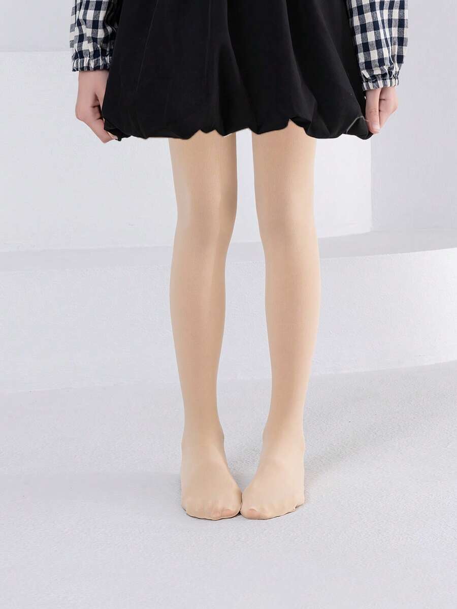 1/2/4 双女童舞蹈紧身裤，儿童打底裤，婴儿无脚紧身裤，肤色，杏色，米色，卡其色，纯色，无脚长袜，薄款，高弹无脚连裤袜，舞蹈袜，休闲适合日常穿着，学院风可爱舞蹈裤，春夏常规无脚裤，适合学生日常聚会，搭配裙子、短裤、平底鞋，开学季打底裤